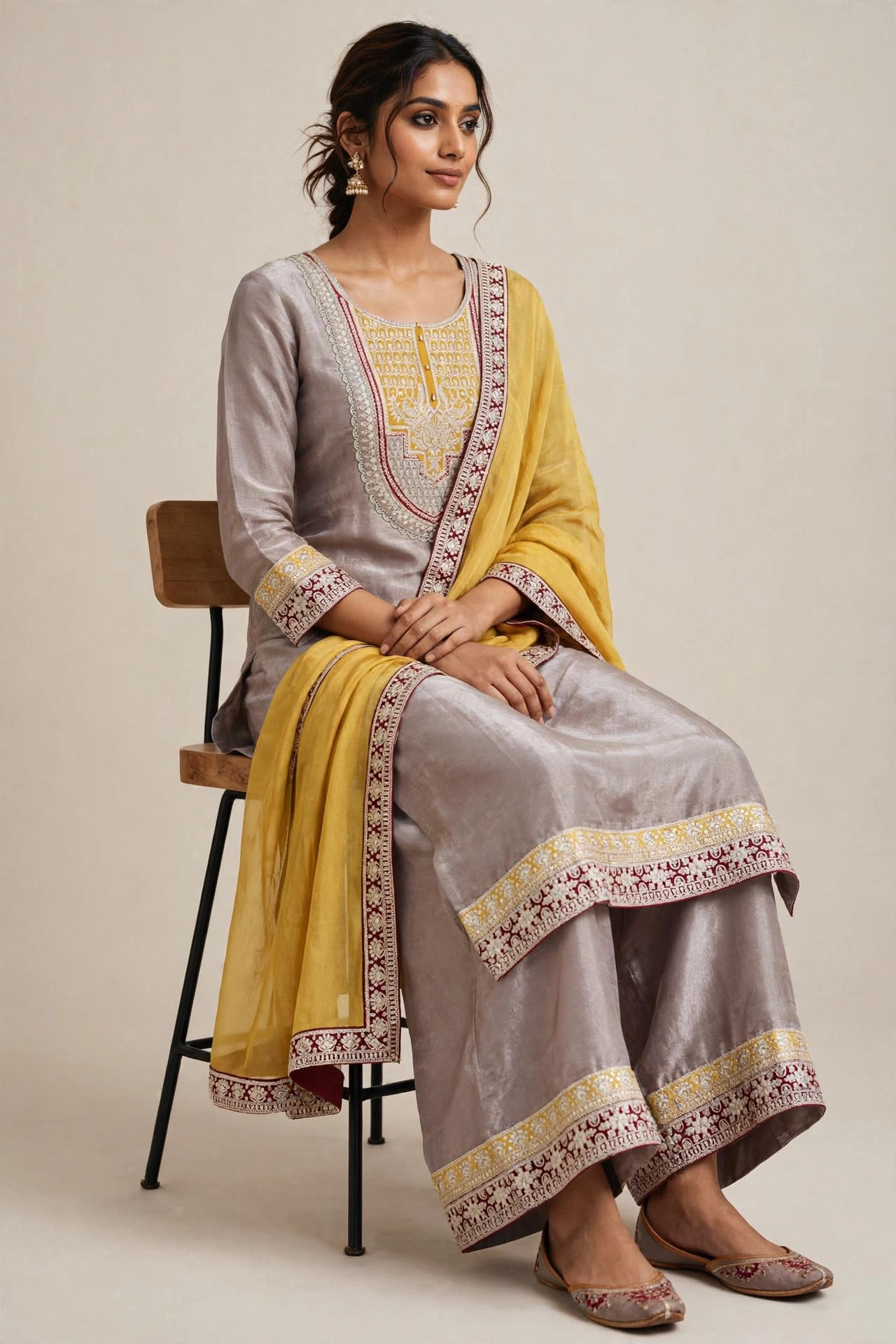 Organza Tissue Suit with Santoon Bottom